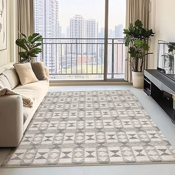Large Gray Floor Rugs for Living Room, Dining Room Floor Rug, Modern Floor Rugs for Bedroom, Extra Large Geometric Modern Rugs for Office-artworkcanvas