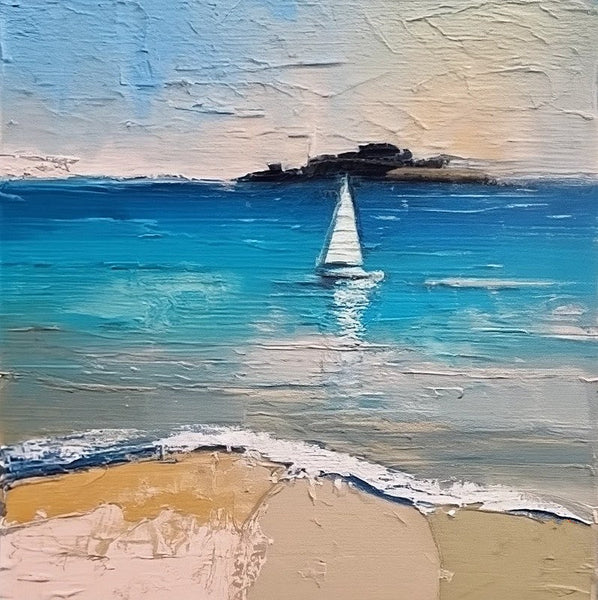 Simple Small Canvas Paintings, Sail Boat at Sea Painting, Hand Painted Canvas Art, Easy Seascape Painting Ideas, Small Landscape Painting-artworkcanvas