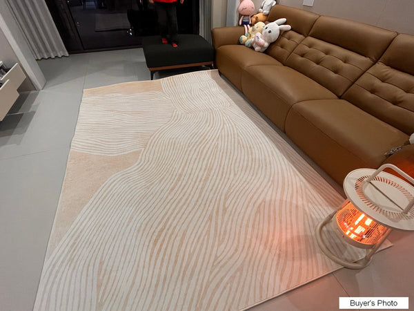 Thick Soft Floor Carpets for Living Room, Cream Color Modern Living Room Rugs, Dining Room Modern Rugs, Soft Contemporary Rugs for Bedroom-artworkcanvas