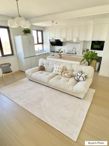 Thick Soft Floor Carpets for Living Room, Cream Color Modern Living Room Rugs, Dining Room Modern Rugs, Soft Contemporary Rugs for Bedroom-artworkcanvas