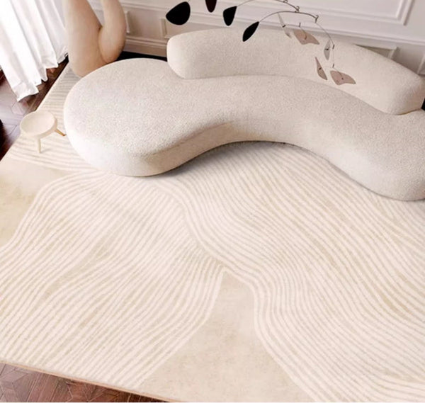 Thick Soft Floor Carpets for Living Room, Cream Color Modern Living Room Rugs, Dining Room Modern Rugs, Soft Contemporary Rugs for Bedroom-artworkcanvas