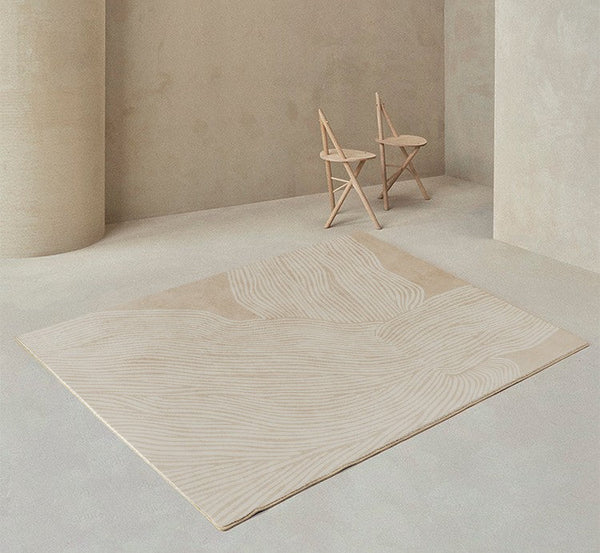 Cream Color Modern Living Room Rugs, Dining Room Modern Rugs, Thick Soft Floor Carpets for Living Room, Soft Contemporary Rugs for Bedroom-artworkcanvas