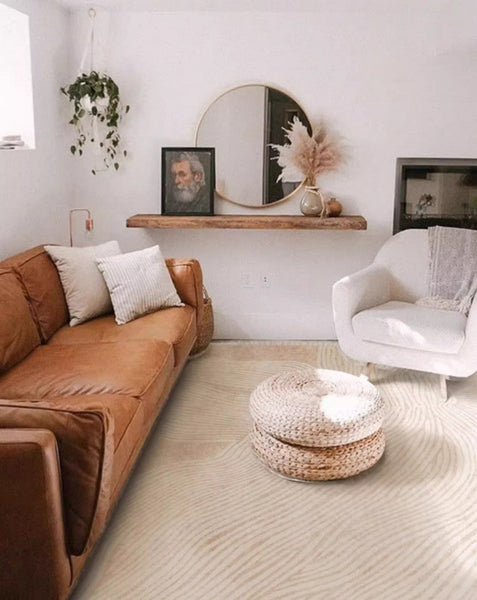Thick Soft Floor Carpets for Living Room, Cream Color Modern Living Room Rugs, Dining Room Modern Rugs, Soft Contemporary Rugs for Bedroom-artworkcanvas