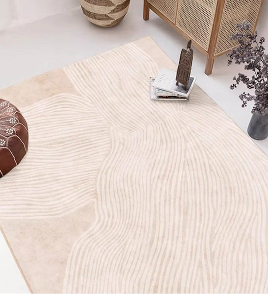 Thick Soft Floor Carpets for Living Room, Cream Color Modern Living Room Rugs, Dining Room Modern Rugs, Soft Contemporary Rugs for Bedroom-artworkcanvas