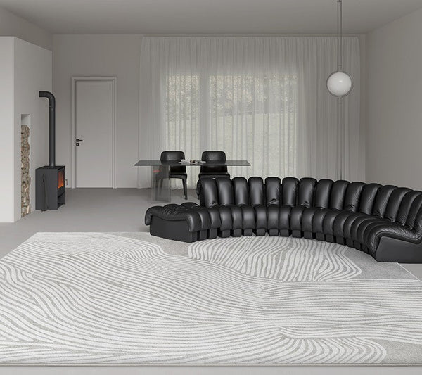 Modern Living Room Rugs, Grey Thick Soft Modern Rugs for Living Room, Dining Room Modern Rugs, Contemporary Rugs for Bedroom-artworkcanvas