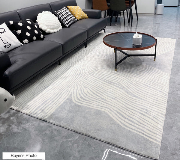 Modern Living Room Rugs, Grey Thick Soft Modern Rugs for Living Room, Dining Room Modern Rugs, Contemporary Rugs for Bedroom