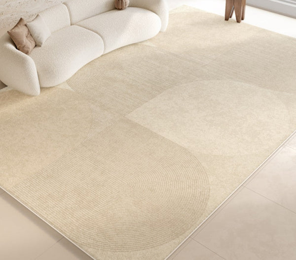 Geometric Modern Rug Ideas for Bedroom, Contemporary Modern Rug Placement Ideas for Living Room, Cream Color Abstract Rugs for Dining Room-artworkcanvas