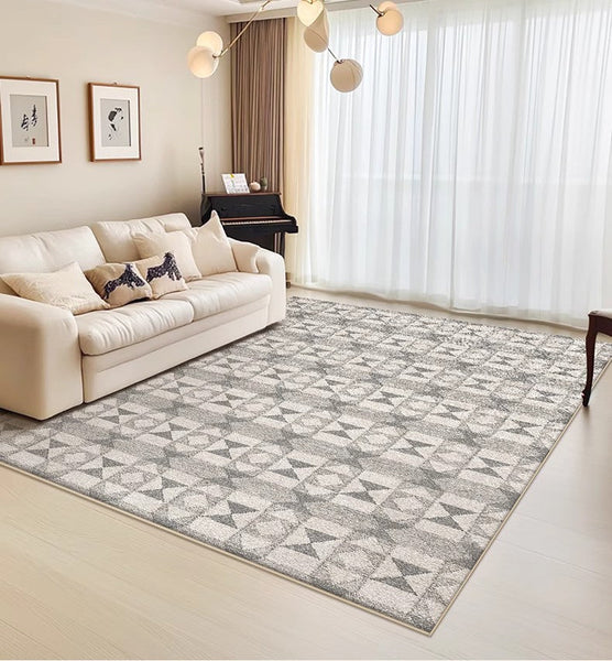 Large Gray Floor Rugs for Living Room, Dining Room Floor Rug, Modern Floor Rugs for Bedroom, Extra Large Geometric Modern Rugs for Office-artworkcanvas