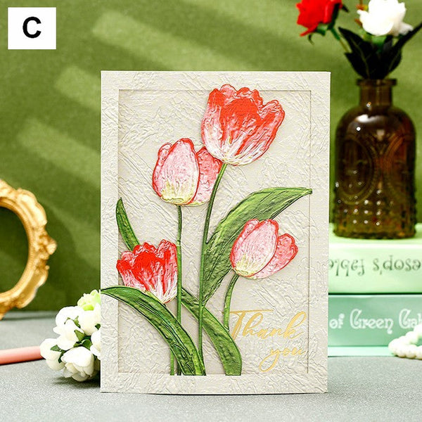 Creative Birthday Greeting Card, Tulip Flower Greeting Cards, Beautiful Greeting Cards to Friends, Original Handmade Greeting Cards-artworkcanvas