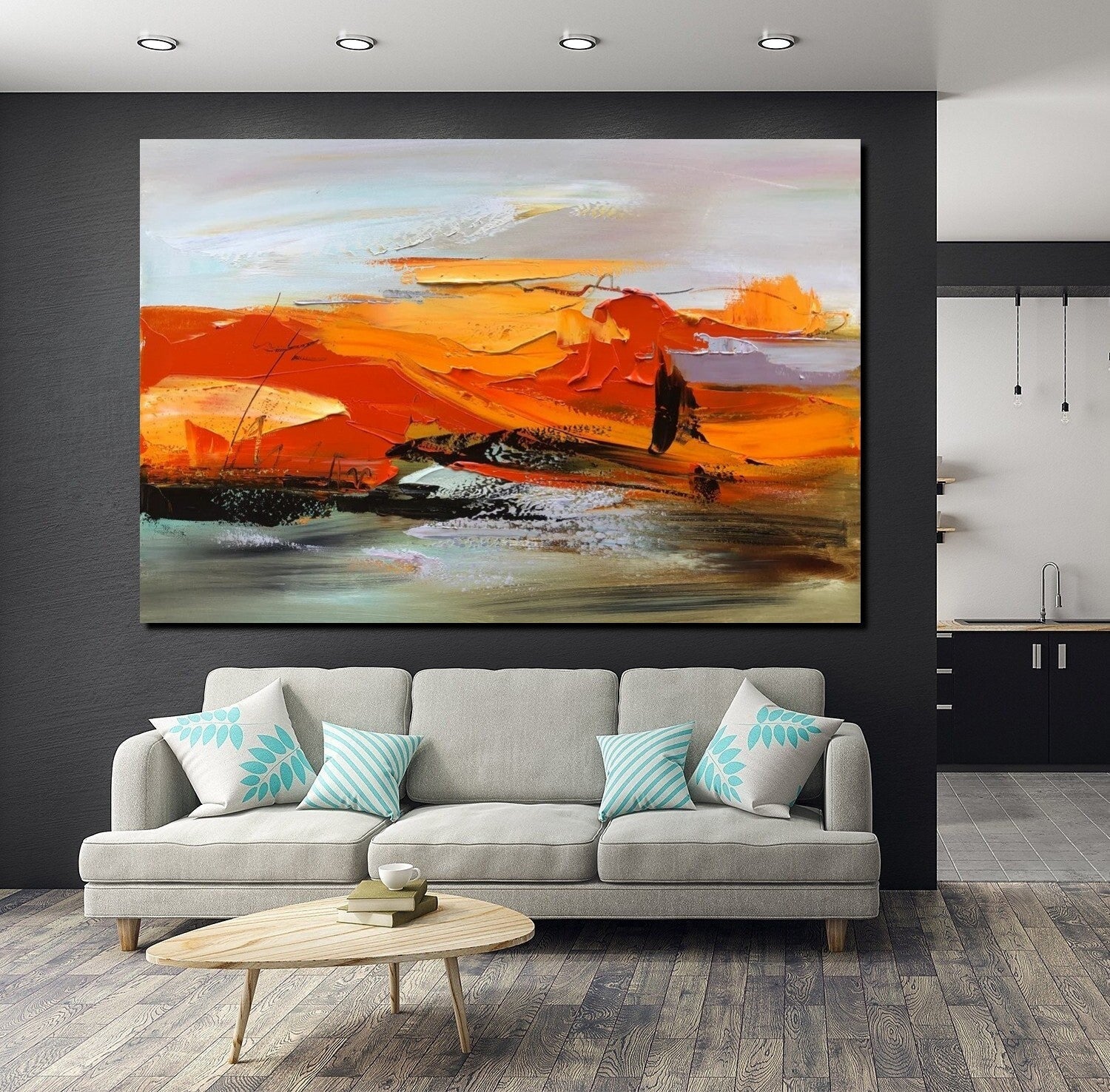 Large Painting For Living Room, Colorful Acrylic Abstract Canvas Artwork