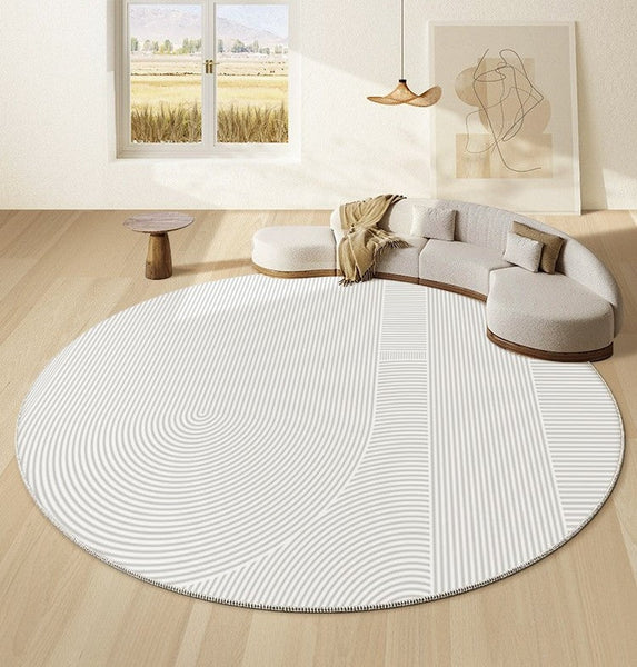 Unique Round Rugs under Coffee Table, Large Modern Round Rugs for Dining Room, Circular Modern Rugs for Bedroom, Contemporary Modern Rug Ideas for Living Room-artworkcanvas