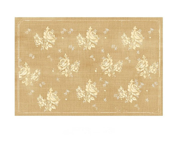 Flower Pattern French Style Modern Rugs for Dining Room, Contemporary Modern Rugs, Mid Century Modern Rugs for Interior Design, Yellow Soft Rugs under Coffee Table-artworkcanvas