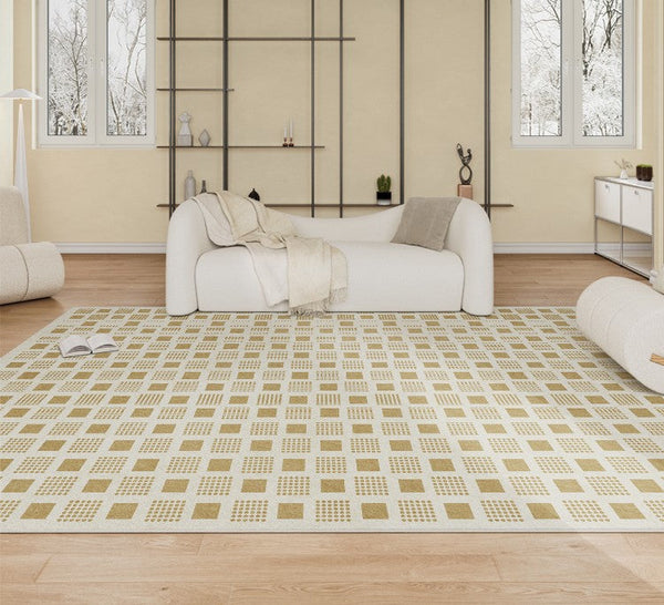 Dining Room Modern Floor Carpets, Modern Rug Ideas for Bedroom, Chequer Modern Rugs for Living Room, Contemporary Soft Rugs Next to Bed-artworkcanvas
