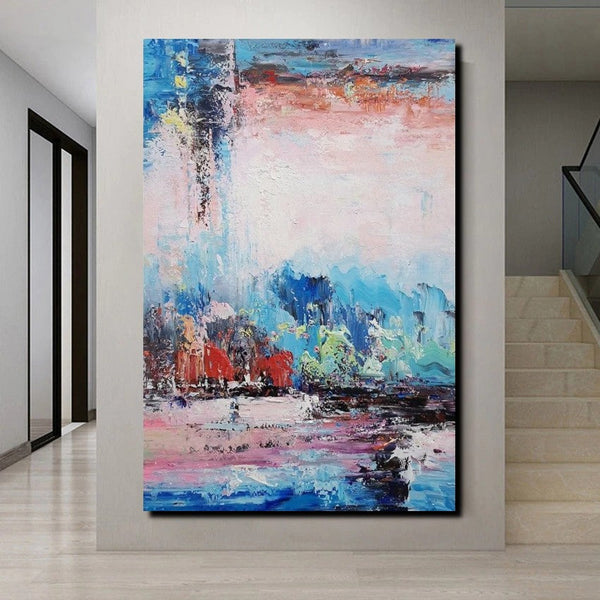 Modern Paintings Behind Sofa, Abstract Paintings for Living Room, Palette Knife Canvas Art, Impasto Wall Art, Buy Paintings Online