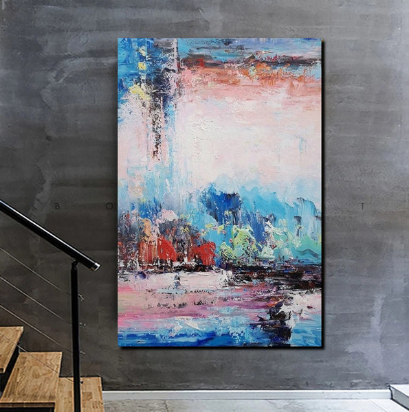 Modern Paintings Behind Sofa, Abstract Paintings for Living Room, Palette Knife Canvas Art, Impasto Wall Art, Buy Paintings Online
