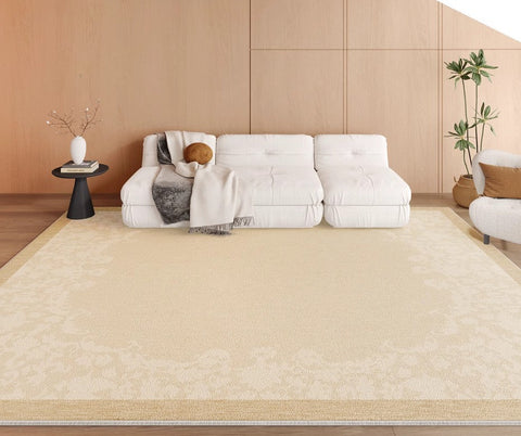 Simple Modern Rugs for Living Room, Bedroom Modern Rugs, Cream Color Rugs under Coffee Table, Contemporary Modern Rugs for Dining Room-artworkcanvas