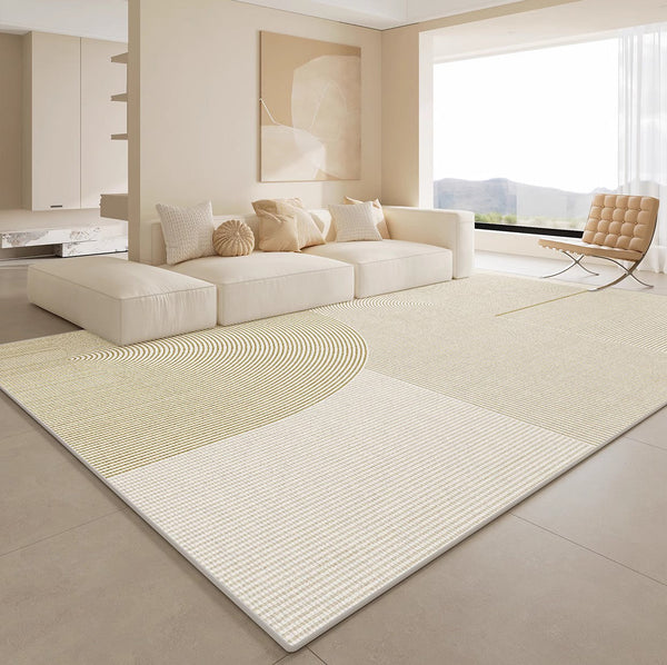 Abstract Contemporary Rugs for Bedroom, Modern Rugs under Sofa, Dining Room Floor Rugs, Modern Rugs for Office, Large Cream Color Rugs in Living Room-artworkcanvas