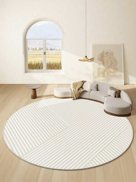 Thick Round Rugs under Coffee Table, Soft Modern Round Rugs for Dining Room, Circular Modern Rugs for Bedroom, Contemporary Modern Rug Ideas for Living Room-artworkcanvas