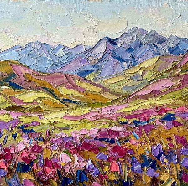 Small Canvas Artwork for Sale, Purple Blossom Wilderness, Original Canvas Paintings, Heavy Texture Art on Canvas, Buy Paintings Online