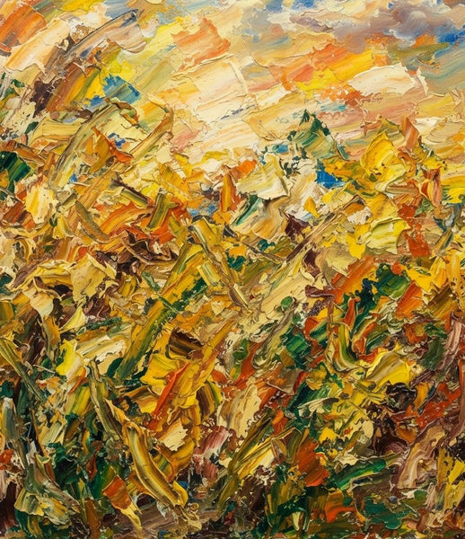 Abstract Sunflower Field Painting, Abstract Landscape Painting, Original Small Art, Original Oil Painting, Hand Painted Canvas Art, Impasto Artwork, Palette Knife Paintings