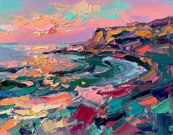 Abstract Seashore Beach Paintings, Impasto Paintings, Original Oil Paintings, Heavy Texture Artwork, Impasto Canvas Art