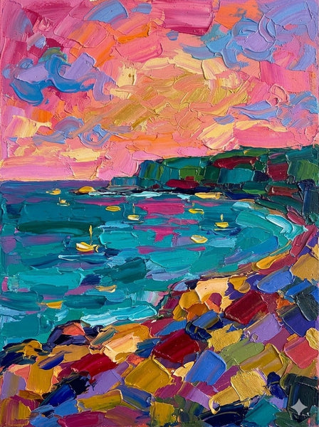 Abstract Seashore Painting, Hand Painted Canvas Art, Impasto Artwork, Original Small Paintings, Palette Knife Paintings, Modern Abstract Painting, Original Abstract Art