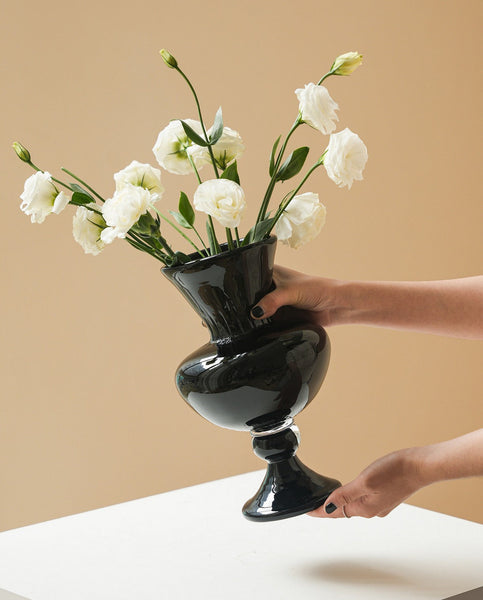Handmade Modern Vases for Living Room, Modern Glass Vase for Flowers, Mid Century Glass Vases, Unique Decorative Glass Vase, Centerpiece Contemporary Vases on Table-artworkcanvas