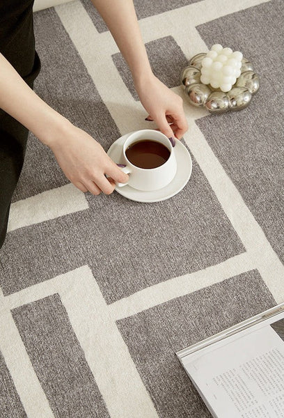 Large Geometric Rugs, Contemporary Area Rugs for Dining Room, Modern Rugs for Living Room, Gray Modern Rugs for Bedroom-artworkcanvas
