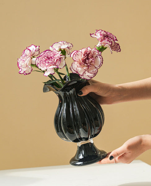 Handmade Modern Vases for Living Room, Modern Glass Vase for Flowers, Mid Century Glass Vases, Unique Decorative Glass Vase, Centerpiece Contemporary Vases on Table-artworkcanvas