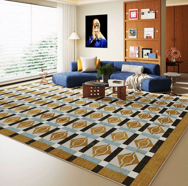 Modern Living Room Rug Ideas, Geometric Modern Rugs for Dining Room, Mid Century Colorful Rugs, Contemporary Abstract Rugs under Coffee Table-artworkcanvas