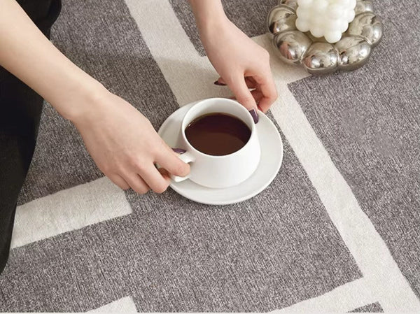 Large Geometric Rugs, Contemporary Area Rugs for Dining Room, Modern Rugs for Living Room, Gray Modern Rugs for Bedroom-artworkcanvas