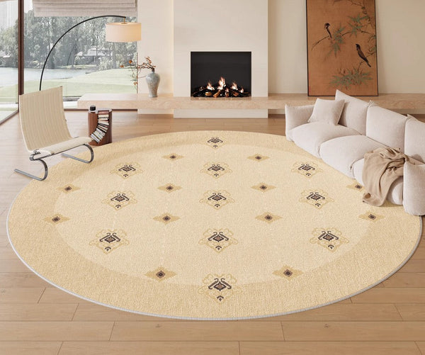 Bedroom Modern Round Rugs, Modern Rug Ideas for Living Room, Dining Room Contemporary Round Rugs, Circular Modern Rugs under Chairs-artworkcanvas