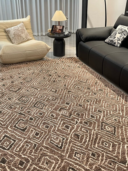 Large Modern Rugs for Living Room, Brown Modern Rug Ideas for Bedroom, Abstract Geometric Modern Rugs, Modern Rugs for Dining Room-artworkcanvas