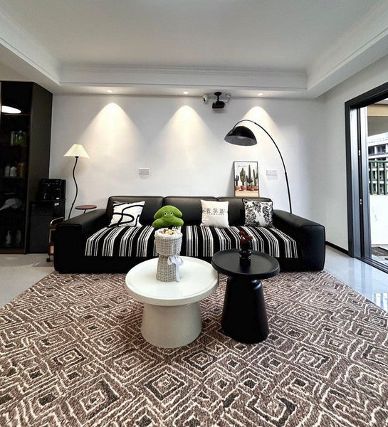 Brown Modern Rug Ideas for Bedroom, Large Modern Rugs for Living Room, Abstract Geometric Modern Rugs, Modern Rugs for Dining Room-artworkcanvas