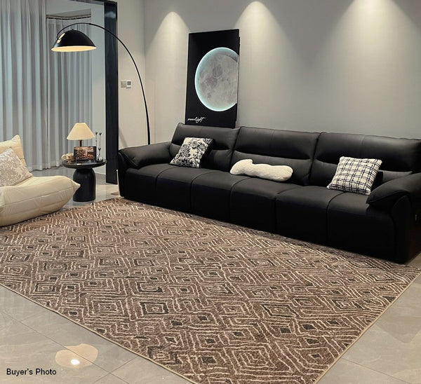 Brown Modern Rug Ideas for Bedroom, Large Modern Rugs for Living Room, Abstract Geometric Modern Rugs, Modern Rugs for Dining Room-artworkcanvas