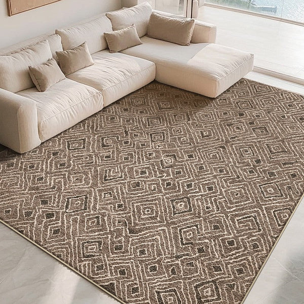 Large Modern Rugs for Living Room, Brown Modern Rug Ideas for Bedroom, Abstract Geometric Modern Rugs, Modern Rugs for Dining Room-artworkcanvas