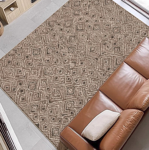 Large Modern Rugs for Living Room, Brown Modern Rug Ideas for Bedroom, Abstract Geometric Modern Rugs, Modern Rugs for Dining Room-artworkcanvas