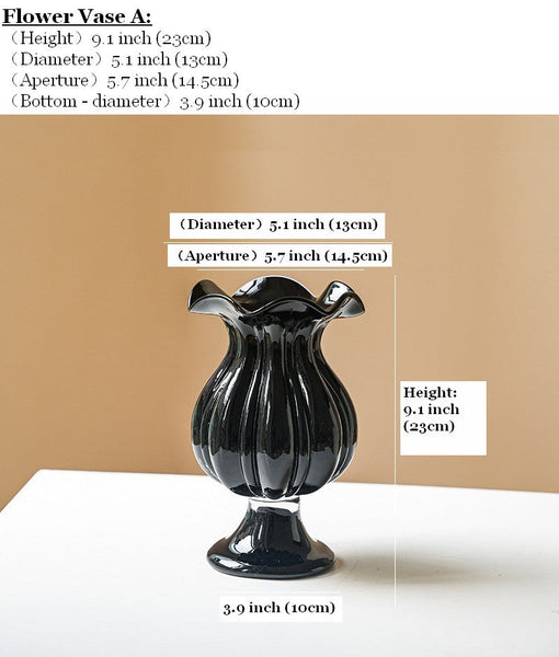 Mid Century Glass Vases, Handmade Modern Vases for Living Room, Modern Glass Vase for Flowers, Unique Decorative Glass Vase, Centerpiece Contemporary Vases on Table-artworkcanvas