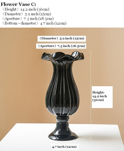 Handmade Modern Vases for Living Room, Modern Glass Vase for Flowers, Mid Century Glass Vases, Unique Decorative Glass Vase, Centerpiece Contemporary Vases on Table-artworkcanvas