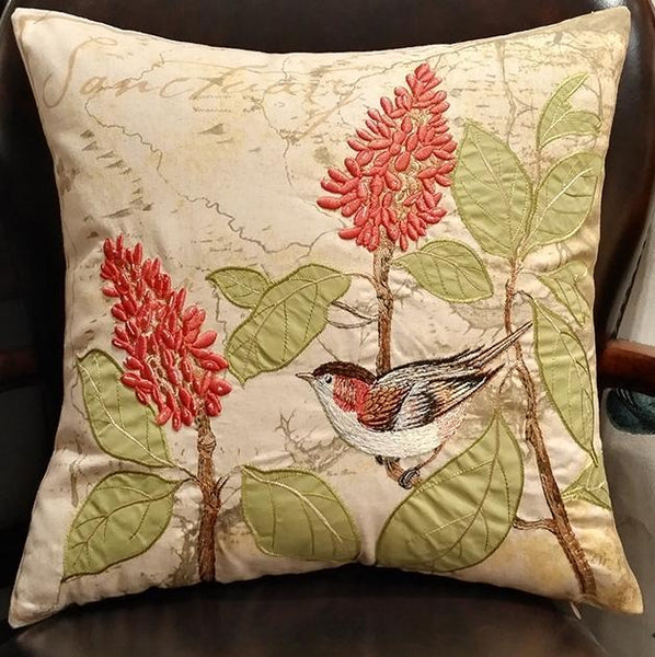 Pillows for Farmhouse, Living Room Throw Pillows, Decorative Sofa Pillows, Bird Throw Pillows, Embroidery Throw Pillows, Rustic Pillows for Couch-artworkcanvas