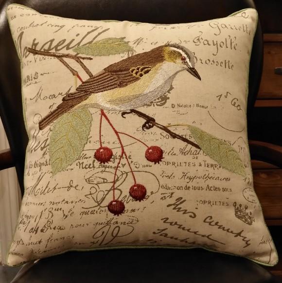 Pillows for Farmhouse, Living Room Throw Pillows, Decorative Sofa Pillows, Bird Throw Pillows, Embroidery Throw Pillows, Rustic Pillows for Couch-artworkcanvas