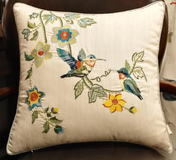 Pillows for Farmhouse, Living Room Throw Pillows, Decorative Sofa Pillows, Bird Throw Pillows, Embroidery Throw Pillows, Rustic Pillows for Couch-artworkcanvas
