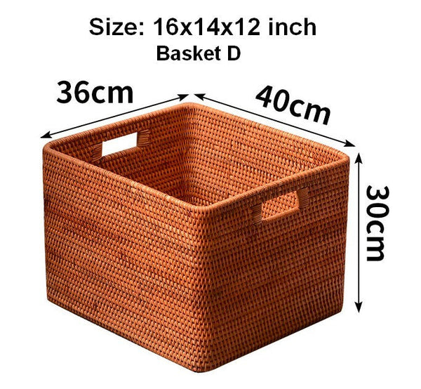 Storage Basket for Shelves, Large Rectangular Storage Basket, Storage Baskets for Kitchen, Woven Storage Basket for Living Room-artworkcanvas