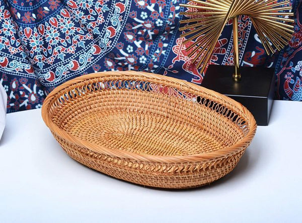 Rattan Storage Basket for Pantry, Round Storage Basket, Storage Baskets for Kitchen, Woven Storage Basket for Dining Room-artworkcanvas