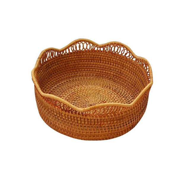 Round Storage Basket, Rattan Storage Basket for Shelves, Kitchen Storage Baskets, Woven Storage Baskets for Dining Room-artworkcanvas
