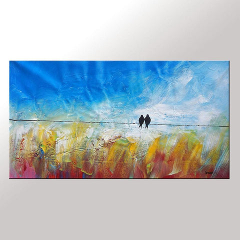 Dining Room Wall Art, Modern Wall Art, Abstract Art, Contemporary Painting, Love Birds Painting, Art for Sale, Abstract Art Painting, Wedding Gift-artworkcanvas