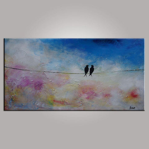 Modern Art, Love Birds Painting, Abstract Art, Contemporary Wall Art, Art for Sale, Abstract Art Painting, Living Room Wall Art, Canvas Art-artworkcanvas