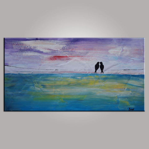 Contemporary Wall Art, Abstract Art, Modern Art, Love Birds Painting, Art for Sale, Abstract Art Painting, Bedroom Wall Art, Canvas Art-artworkcanvas