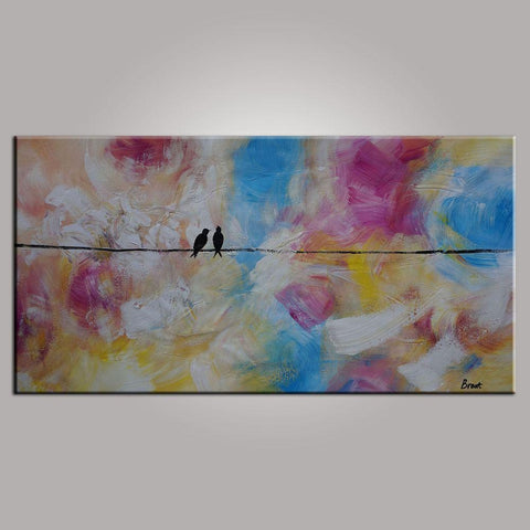 Contemporary Wall Art, Modern Art, Love Birds Painting, Art for Sale, Abstract Art Painting, Bedroom Wall Art, Canvas Art-artworkcanvas
