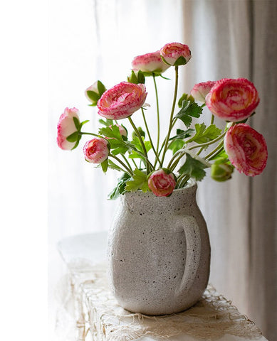 Ranunculus Asiaticus Flowers, Simple Modern Floral Arrangement Ideas for Home Decoration, Spring Artificial Floral for Dining Room, Bedroom Flower Arrangement Ideas-artworkcanvas